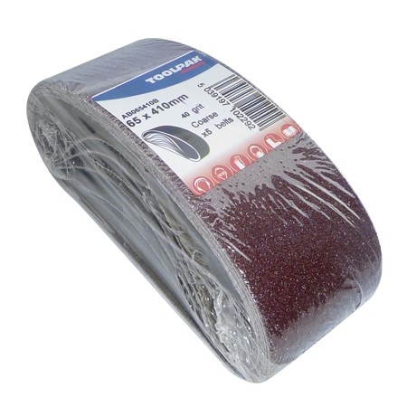 Sanding Belt 65mm x 410mm 120 Grit Pack of 5 Toolpak